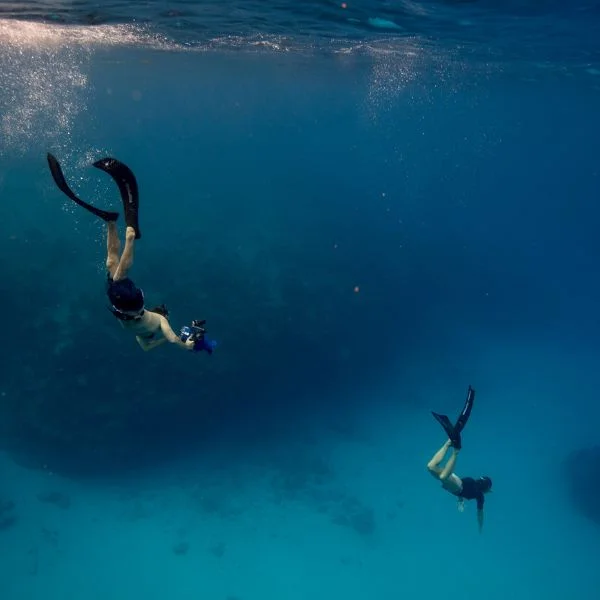 Instructor teaching snorkeling techniques to beginners